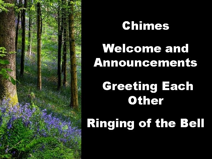 Chimes Welcome and Announcements Greeting Each Other Ringing of the Bell 