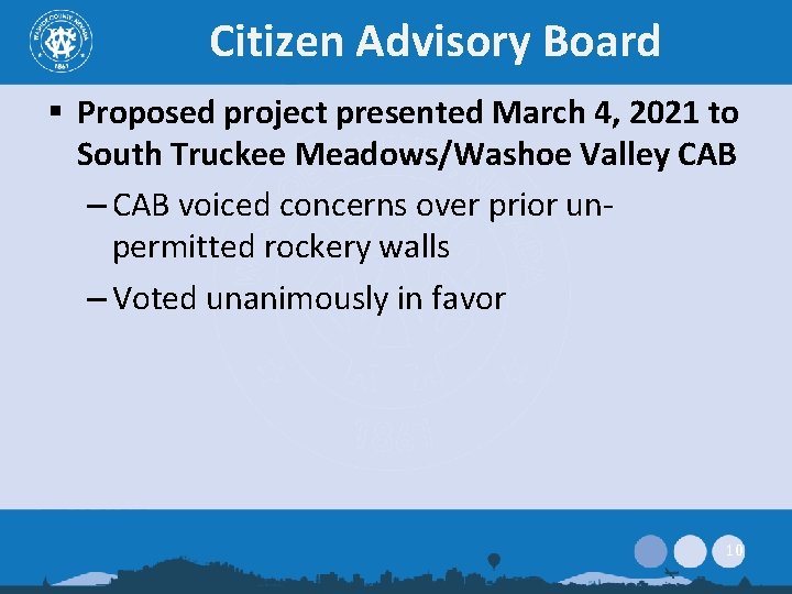 Citizen Advisory Board § Proposed project presented March 4, 2021 to South Truckee Meadows/Washoe