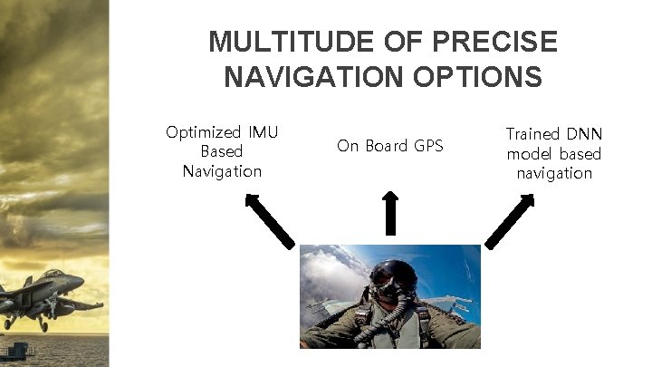 MULTITUDE OF PRECISE NAVIGATION OPTIONS Optimized IMU Based Navigation On Board GPS Trained DNN