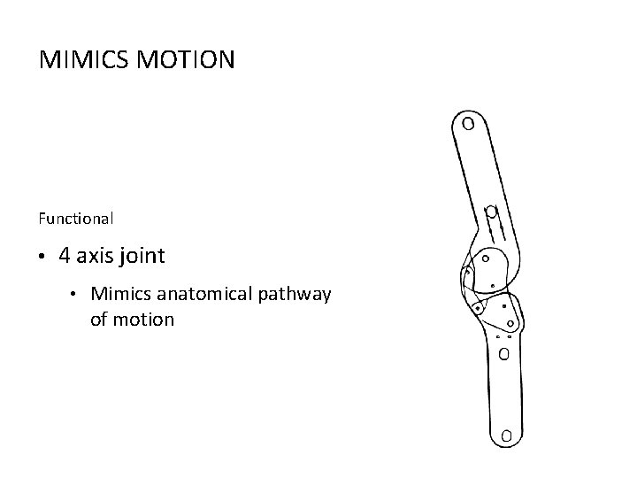 MIMICS MOTION Functional • 4 axis joint • Mimics anatomical pathway of motion 