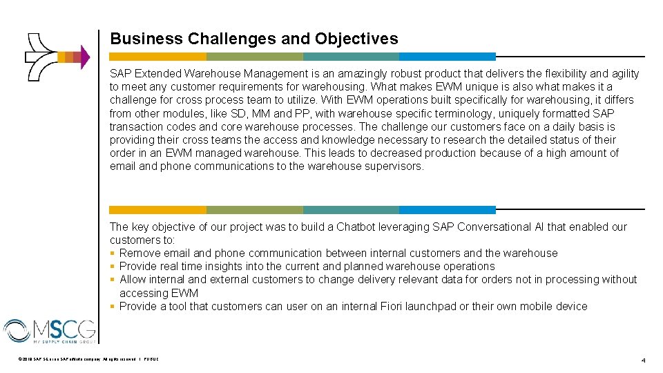 Business Challenges and Objectives SAP Extended Warehouse Management is an amazingly robust product that