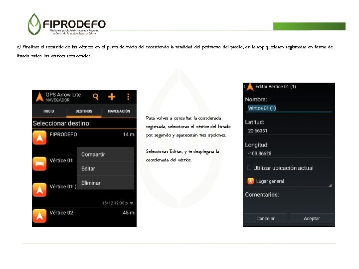 e) Finalizar el recorrido de los vértices en el punto de inicio del recorriendo