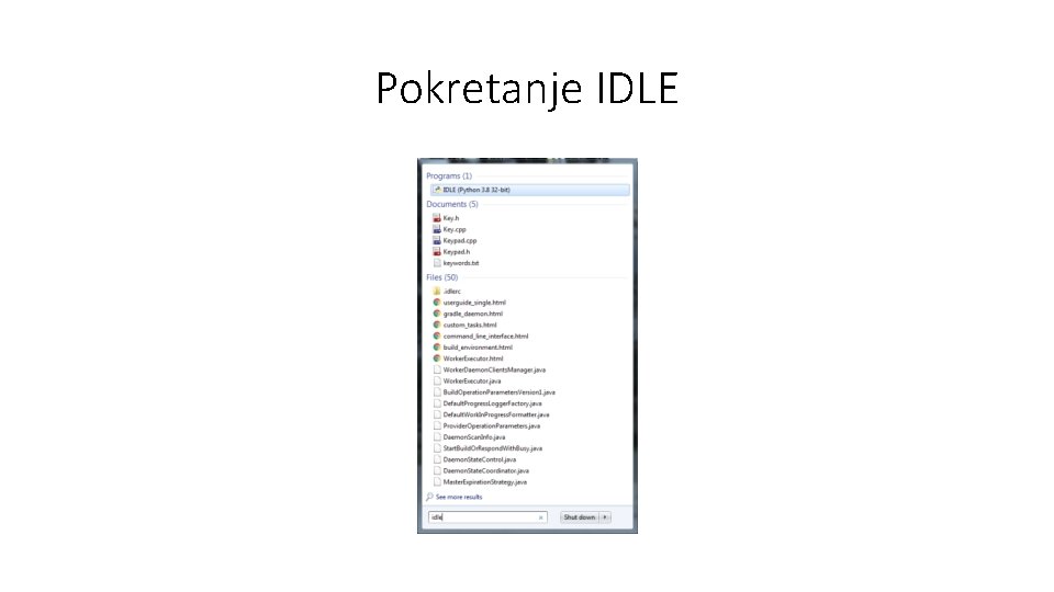 Pokretanje IDLE 