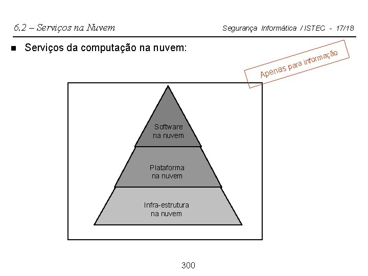 6. 2 – Serviços na Nuvem n Segurança Informática / ISTEC - 17/18 Serviços