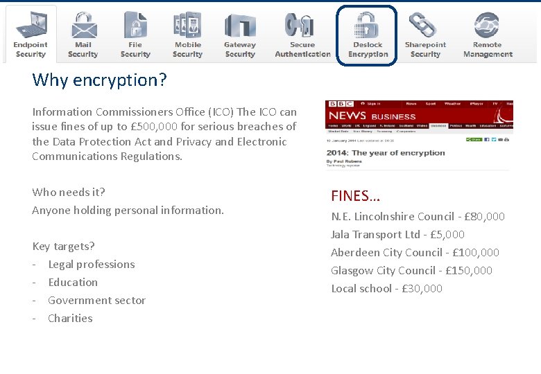 www. eset. co. uk Why encryption? Information Commissioners Office (ICO) The ICO can issue