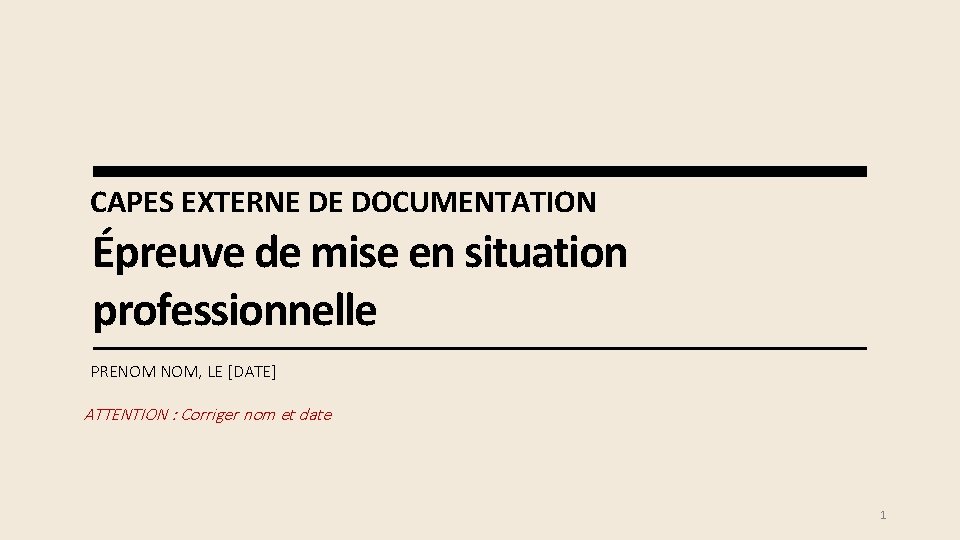 CAPES EXTERNE DE DOCUMENTATION preuve de mise en