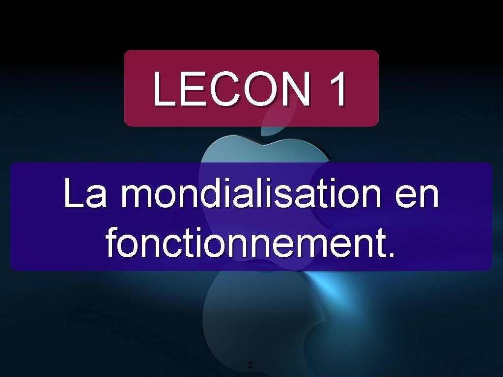 LECON 1 La mondialisation en fonctionnement. 2 