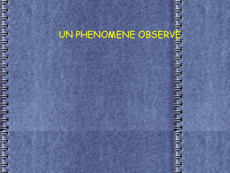 UN PHENOMENE OBSERVE 