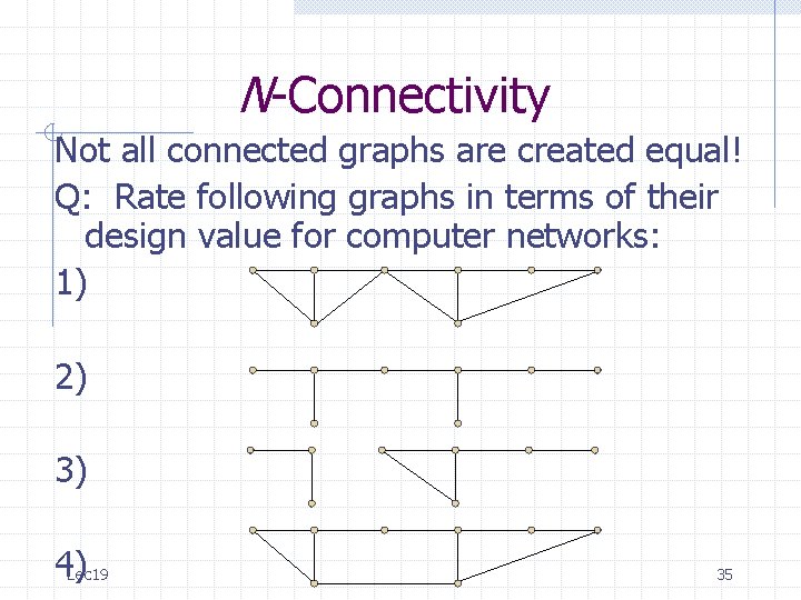N-Connectivity Not all connected graphs are created equal! Q: Rate following graphs in terms N-Connectivity Not all connected graphs are created equal! Q: Rate following graphs in terms