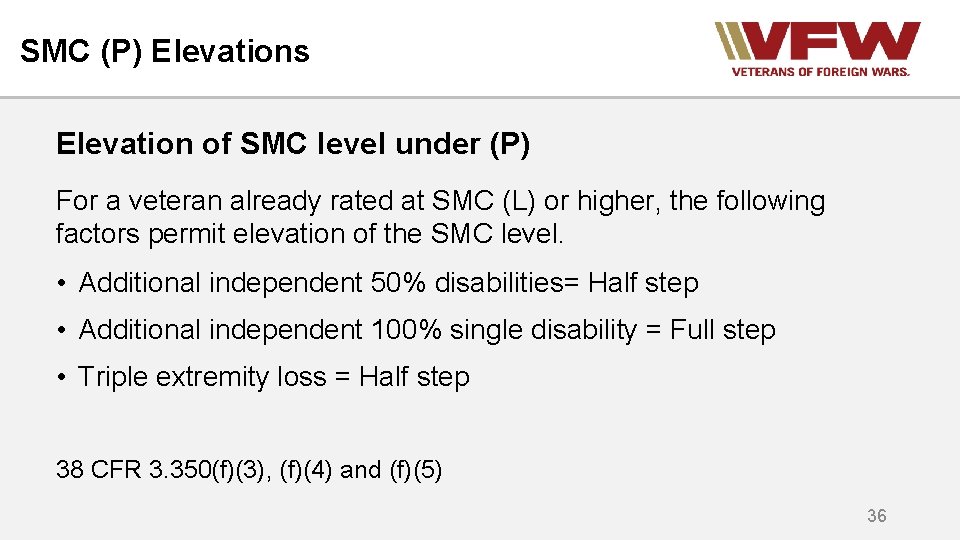 SMC (P) Elevations Elevation of SMC level under (P) For a veteran already rated