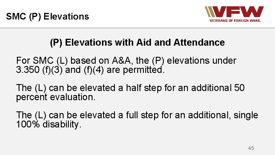 SMC (P) Elevations with Aid and Attendance For SMC (L) based on A&A, the