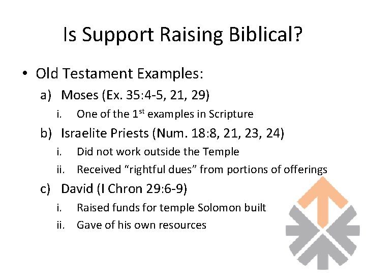 Is Support Raising Biblical? • Old Testament Examples: a) Moses (Ex. 35: 4 -5, Is Support Raising Biblical? • Old Testament Examples: a) Moses (Ex. 35: 4 -5,