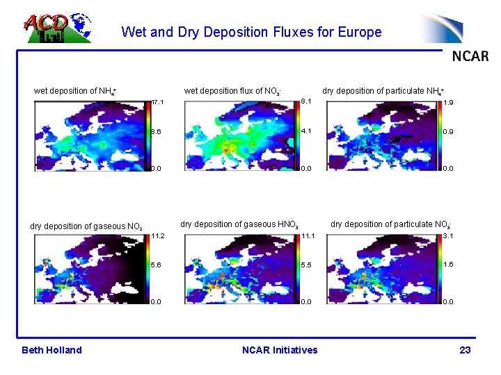 Wet and Dry Deposition Fluxes for Europe wet deposition of NH 4+ wet deposition