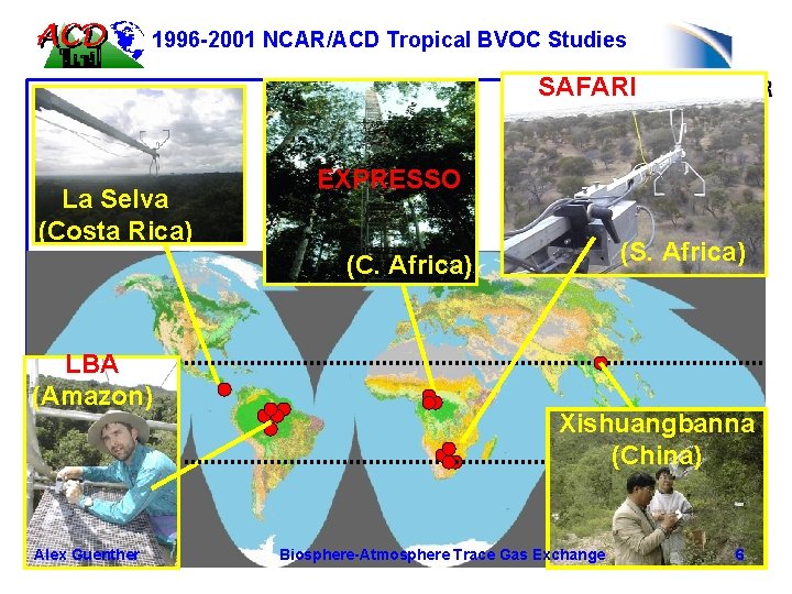 1996 -2001 NCAR/ACD Tropical BVOC Studies SAFARI La Selva (Costa Rica) EXPRESSO (S. Africa)
