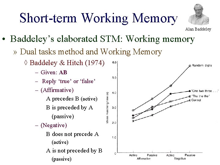 Short-term Working Memory Alan Baddeley • Baddeley’s elaborated STM: Working memory » Dual tasks