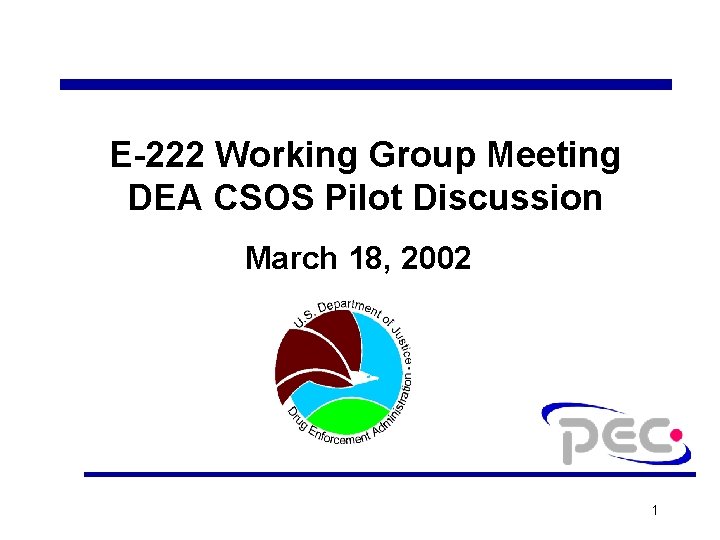 E-222 Working Group Meeting DEA CSOS Pilot Discussion March 18, 2002 1 