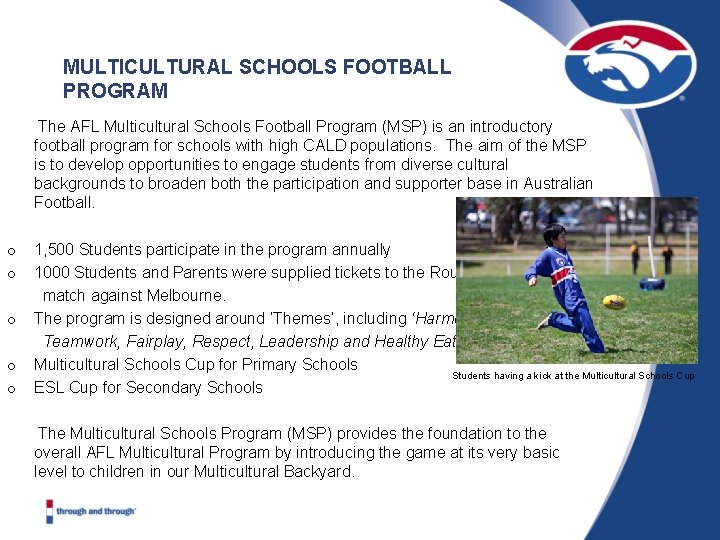 AFL Multicultural Program 2011 THE COMMUNITY CLUB Our