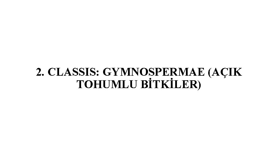 2. CLASSIS: GYMNOSPERMAE (AÇIK TOHUMLU BİTKİLER) 