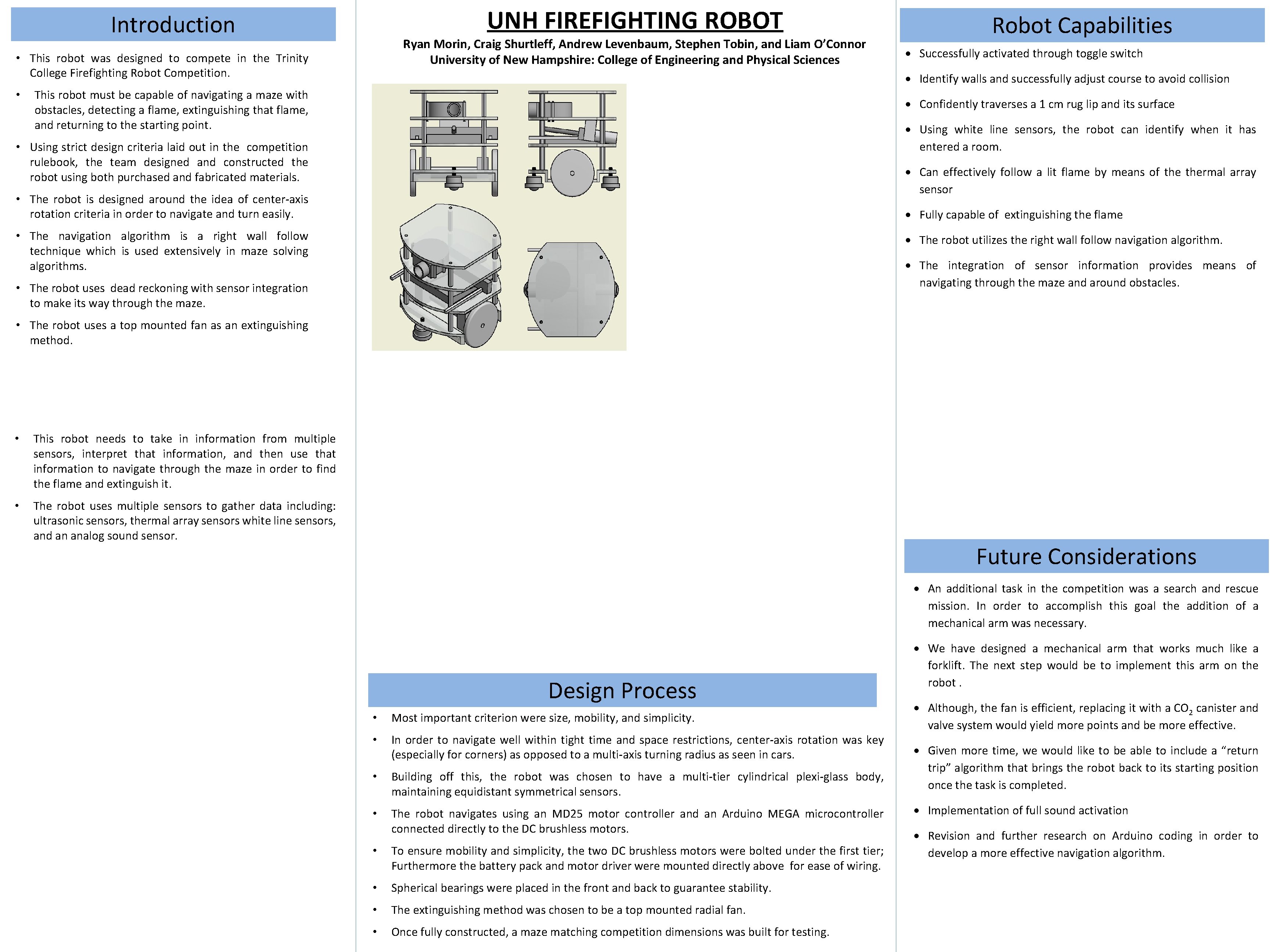 UNH FIREFIGHTING ROBOT Introduction Ryan Morin, Craig Shurtleff, Andrew Levenbaum, Stephen Tobin, and Liam
