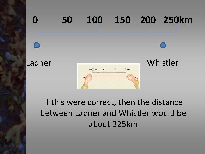 0 50 Ladner 100 150 200 250 km Whistler If this were correct, then