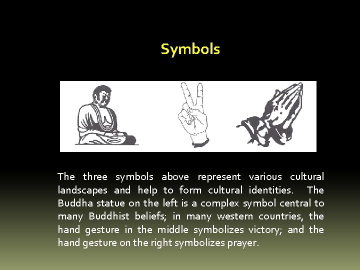 Symbols The three symbols above represent various cultural landscapes and help to form cultural