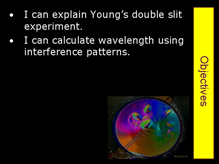  Objectives I can explain Young’s double slit experiment. I can calculate wavelength using