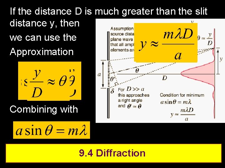 If the distance D is much greater than the slit distance y, then we