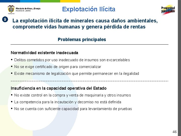 Explotación Ilícita 9 La explotación ilícita de minerales causa daños ambientales, compromete vidas humanas