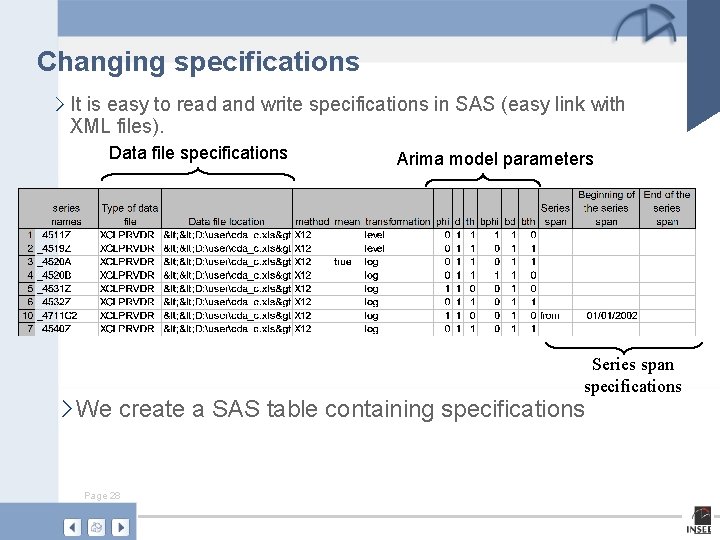 Changing specifications › It is easy to read and write specifications in SAS (easy