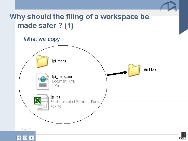 Why should the filing of a workspace be made safer ? (1) What we