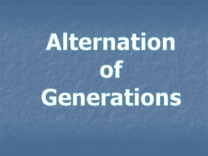 Alternation of Generations 