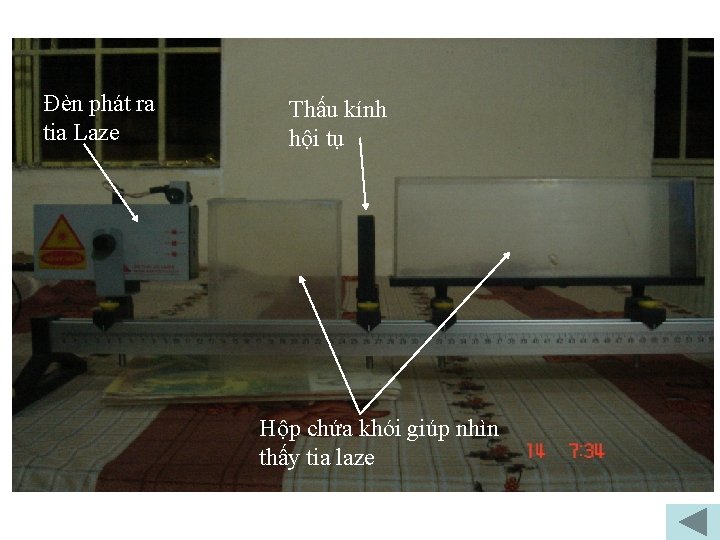 Đèn phát ra tia Laze Thấu kính hội tụ Hộp chứa khói giúp nhìn