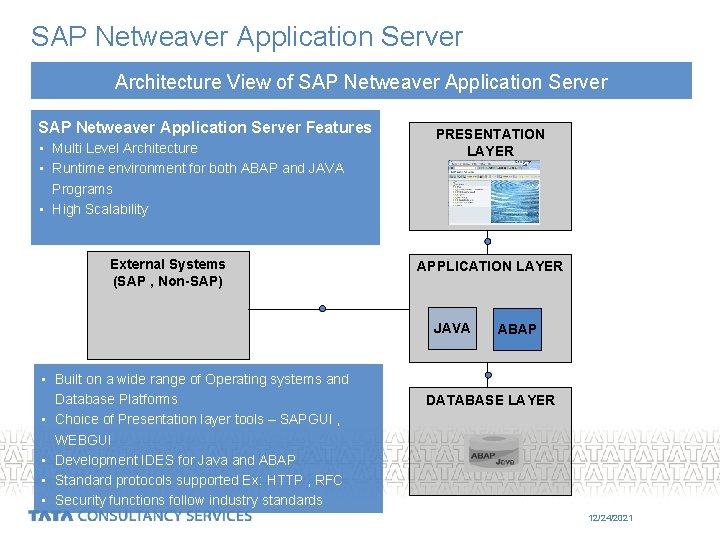 SAP Netweaver Application Server Architecture View of SAP Netweaver Application Server Features • Multi