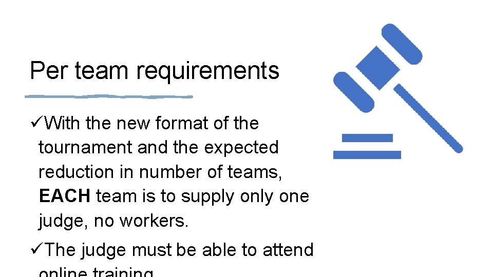 Per team requirements üWith the new format of the tournament and the expected reduction