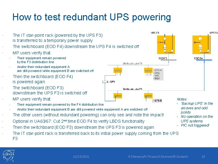 How to test redundant UPS powering The IT star-point rack (powered by the UPS