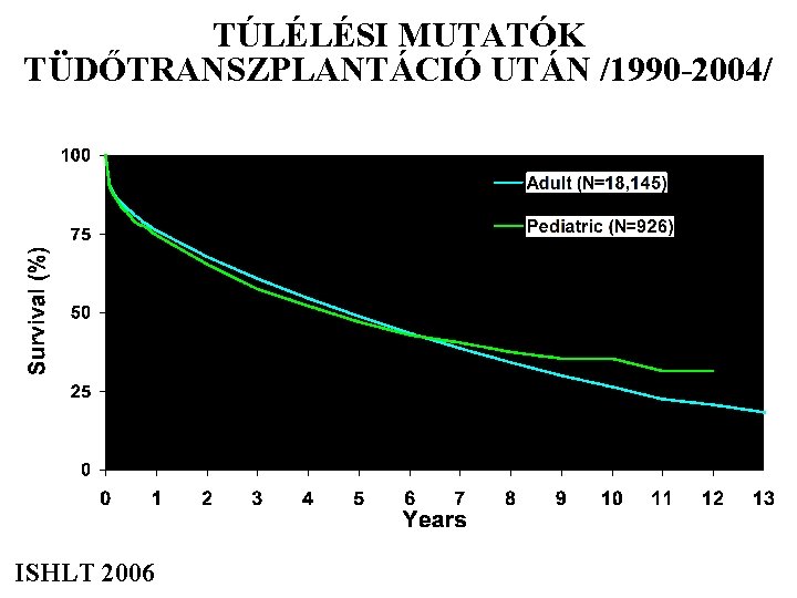 TÚLÉLÉSI MUTATÓK TÜDŐTRANSZPLANTÁCIÓ UTÁN /1990 -2004/ ISHLT 2006 