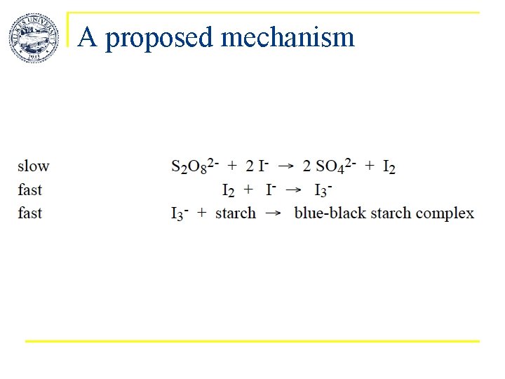 A proposed mechanism A proposed mechanism