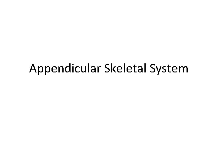Appendicular Skeletal System 