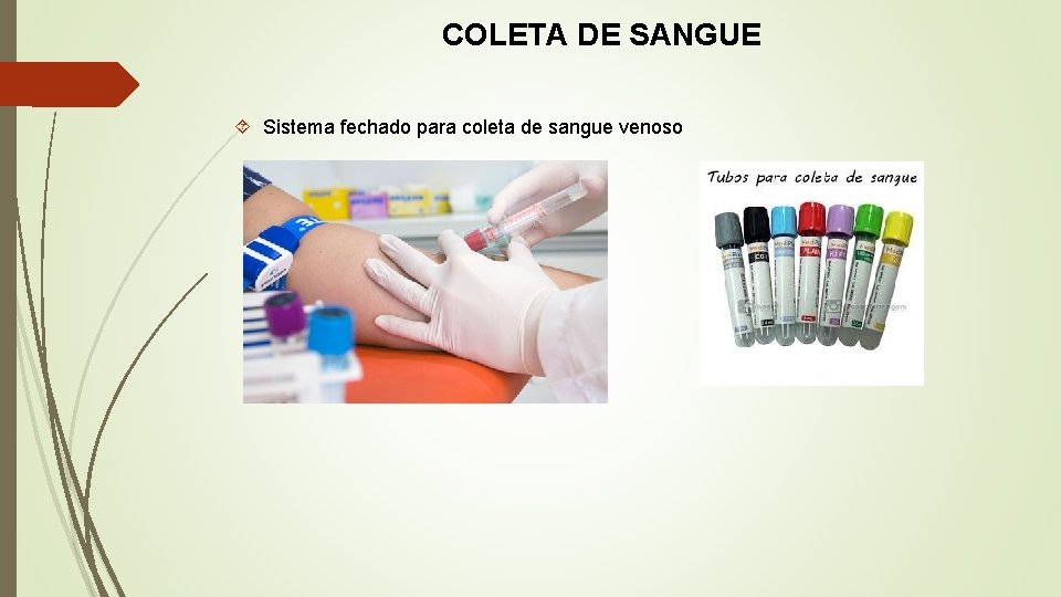 COLETA DE SANGUE Sistema fechado para coleta de sangue venoso 