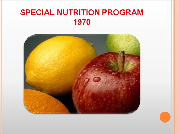 SPECIAL NUTRITION PROGRAM 1970 