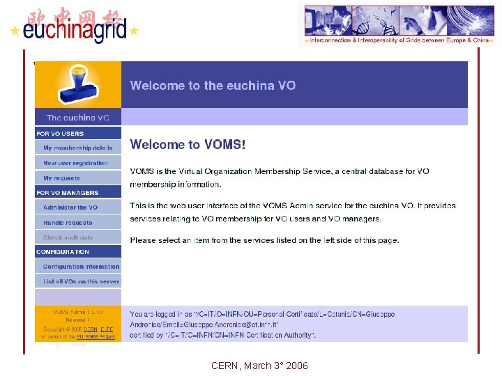 VOMS CERN, March 3° 2006 