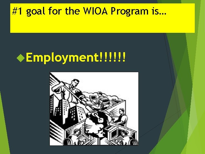 #1 goal for the WIOA Program is… Employment!!!!!! 