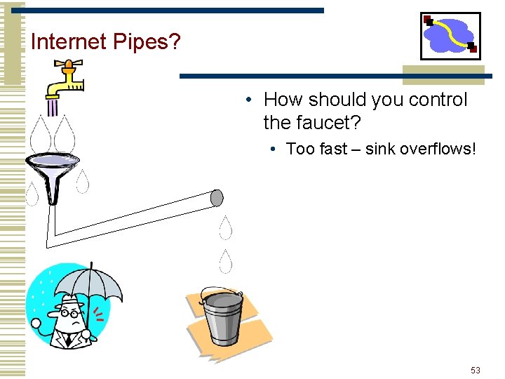 Internet Pipes? • How should you control the faucet? • Too fast – sink