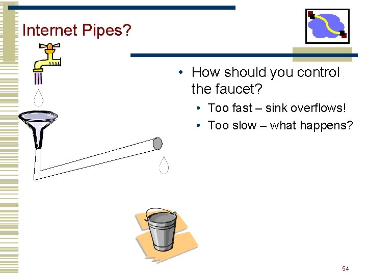 Internet Pipes? • How should you control the faucet? • Too fast – sink