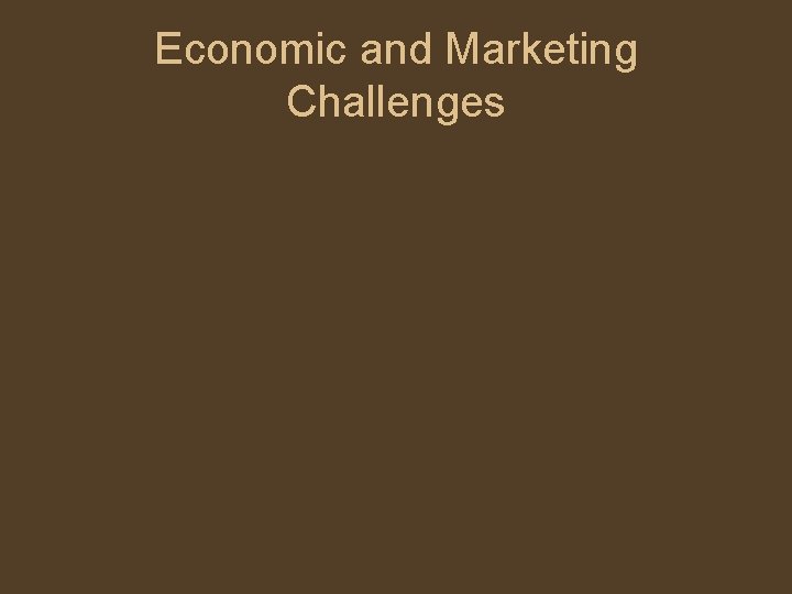 Economic and Marketing Challenges 