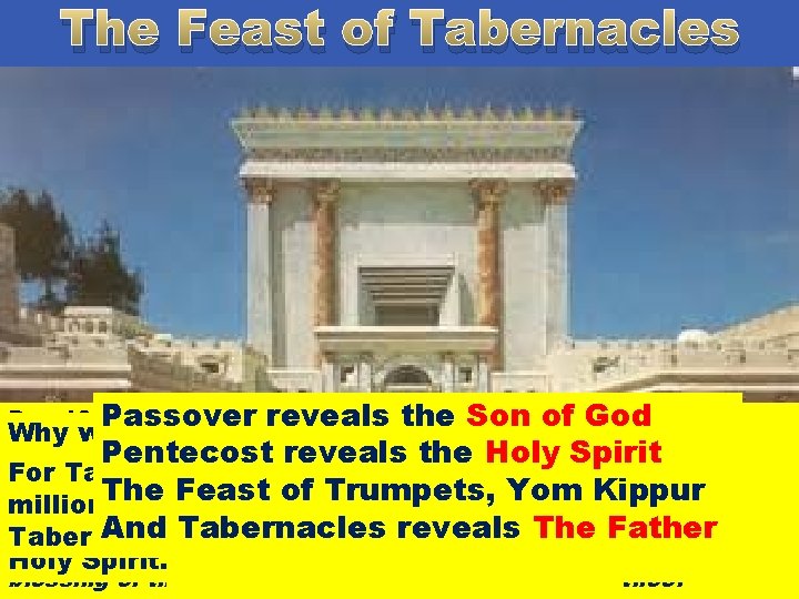 The Feast of Tabernacles Passover reveals Godappear Deu 16: 16 Three times in a