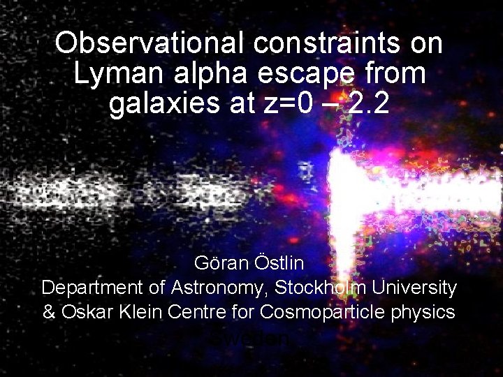 Observational constraints on Lyman alpha escape from galaxies at z=0 – 2. 2 Göran
