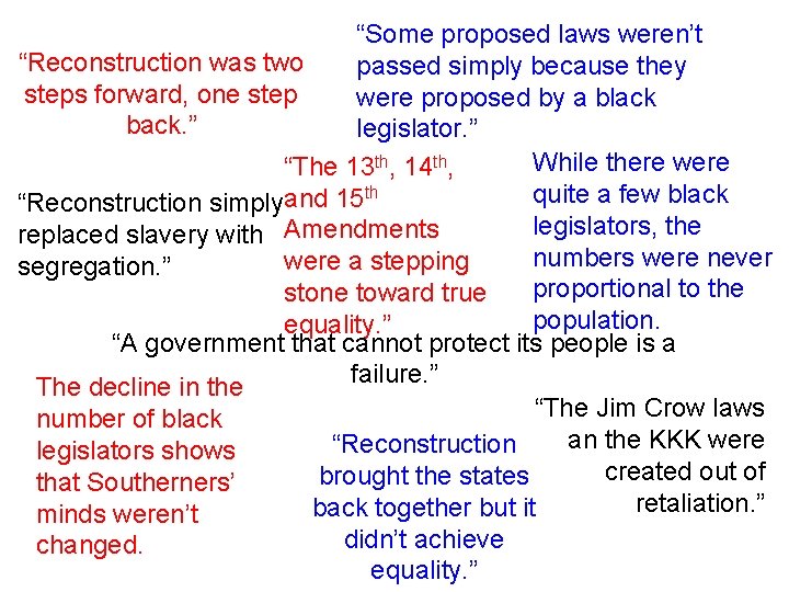 “Some proposed laws weren’t “Reconstruction was two passed simply because they steps forward, one