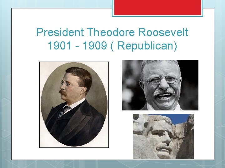 President Theodore Roosevelt 1901 - 1909 ( Republican) 