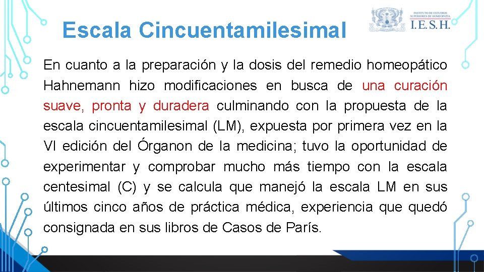 Escala Cincuentamilesimal En cuanto a la preparación y la dosis del remedio homeopático Hahnemann